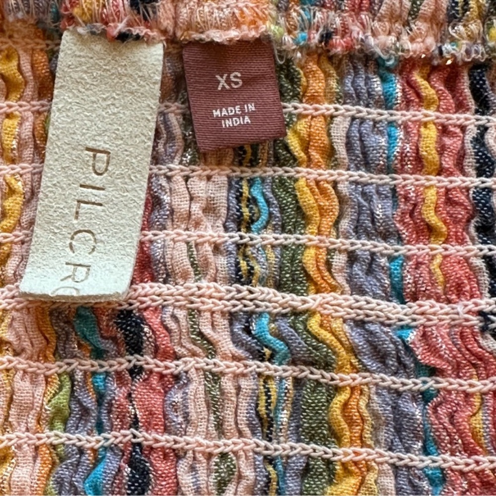 Anthropologie Pilcro Rainbow Strapless Smocked Crop Tube Top - Picture 6 of 8